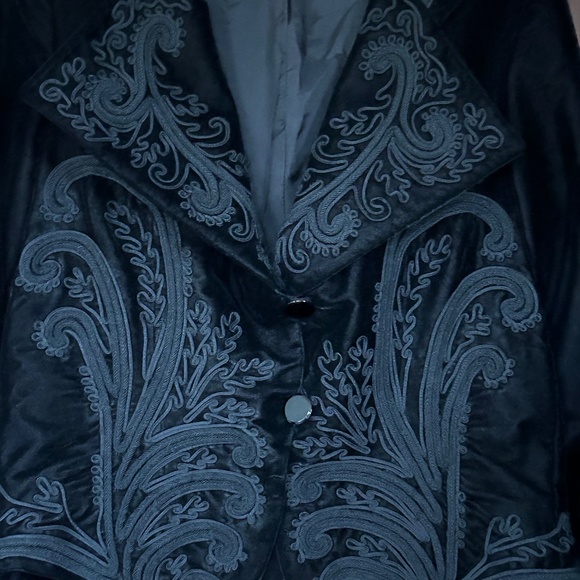 Ralph Lauren Black Label Black Velvet Embroidered Blazer, Size 10 - Picture 8 of 16